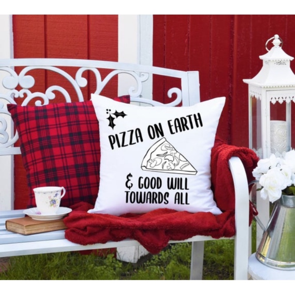 Christmas Pizza Peace pillow cover case